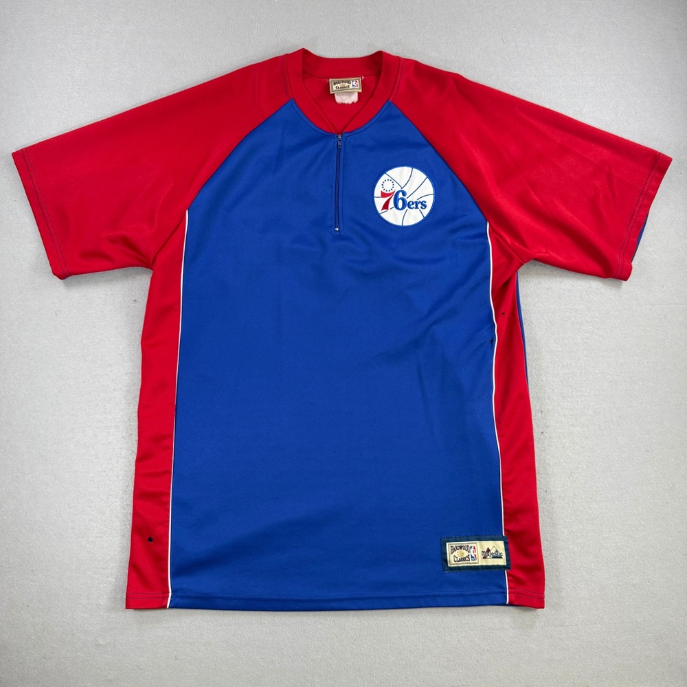 Vintage Philadelphia 76ers Jersey Men XL Blue Red NBA Majestic Hardwood Classics